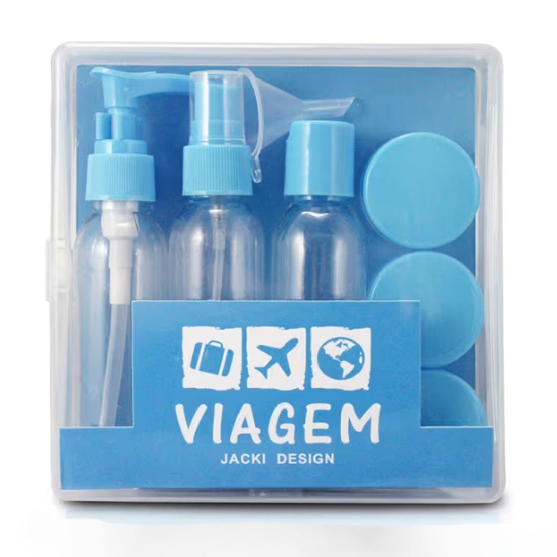 Kit Frasqueira Ibiza Azul, Kit Frasco 7 Peças e Organizador Porta Sapato Azul