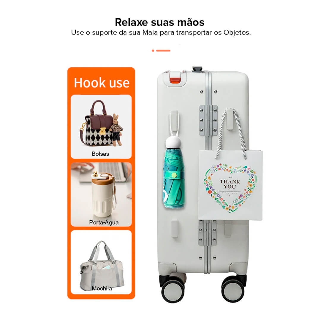 Kit de Malas de Viagem Média 23 kg e Pequena de Bordo 10kg PC Dinamarca Branco