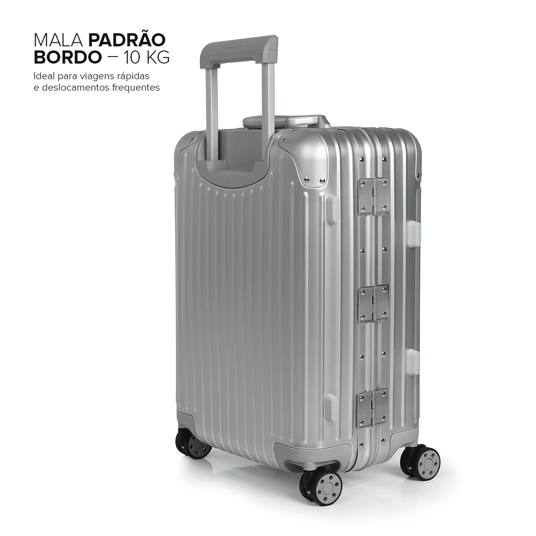 Mala de Viagem Pequena de Bordo 10 kg em Aluminio Dubai Maloa Prata