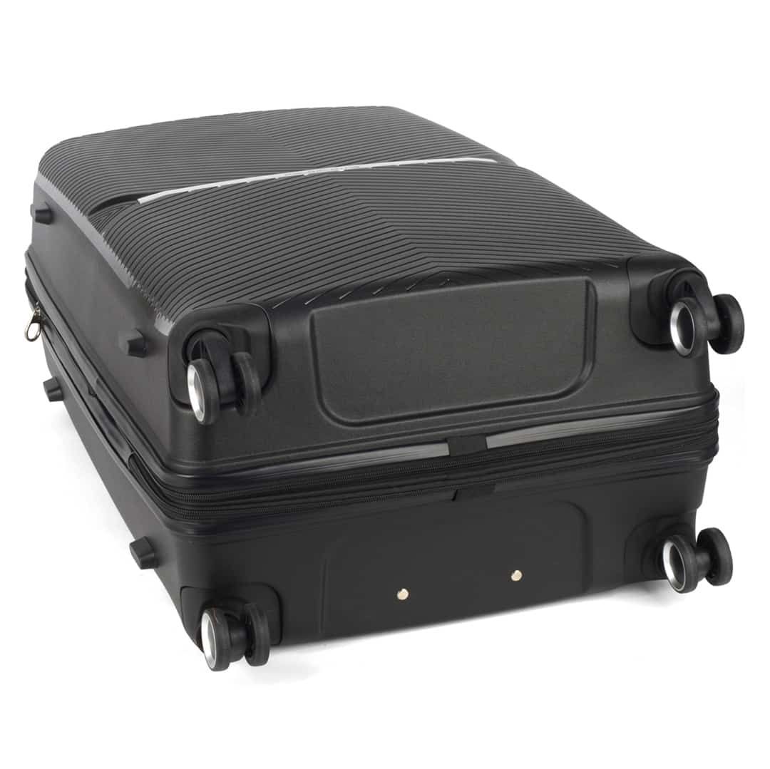 Mala de Viagem Media em Polipropeleno Milão Preto Com expansor Mala de Viagem Media em Polipropeleno Milão Preto Com expansor