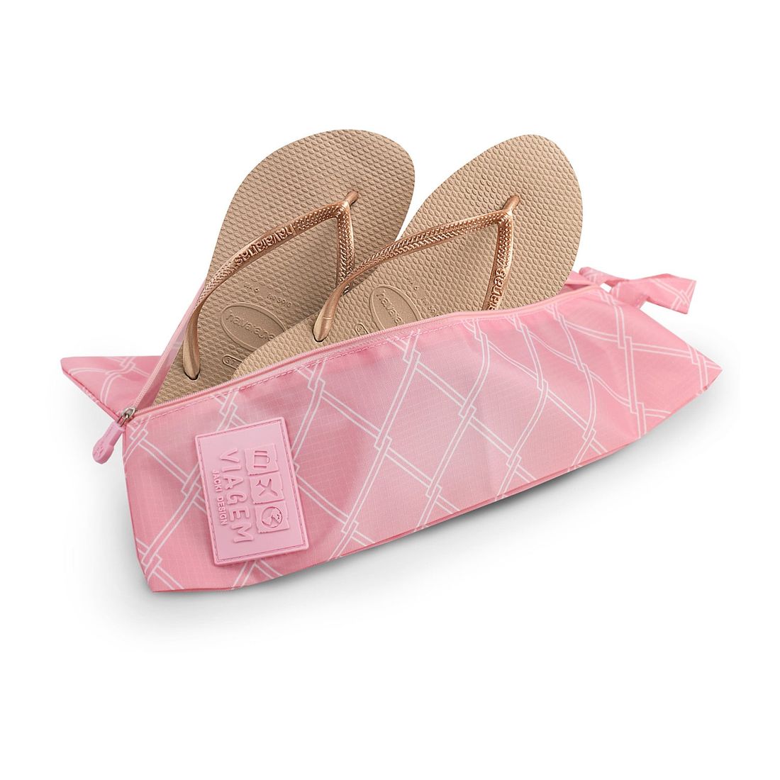 Bolsa Porta Sapato Listras Rosa