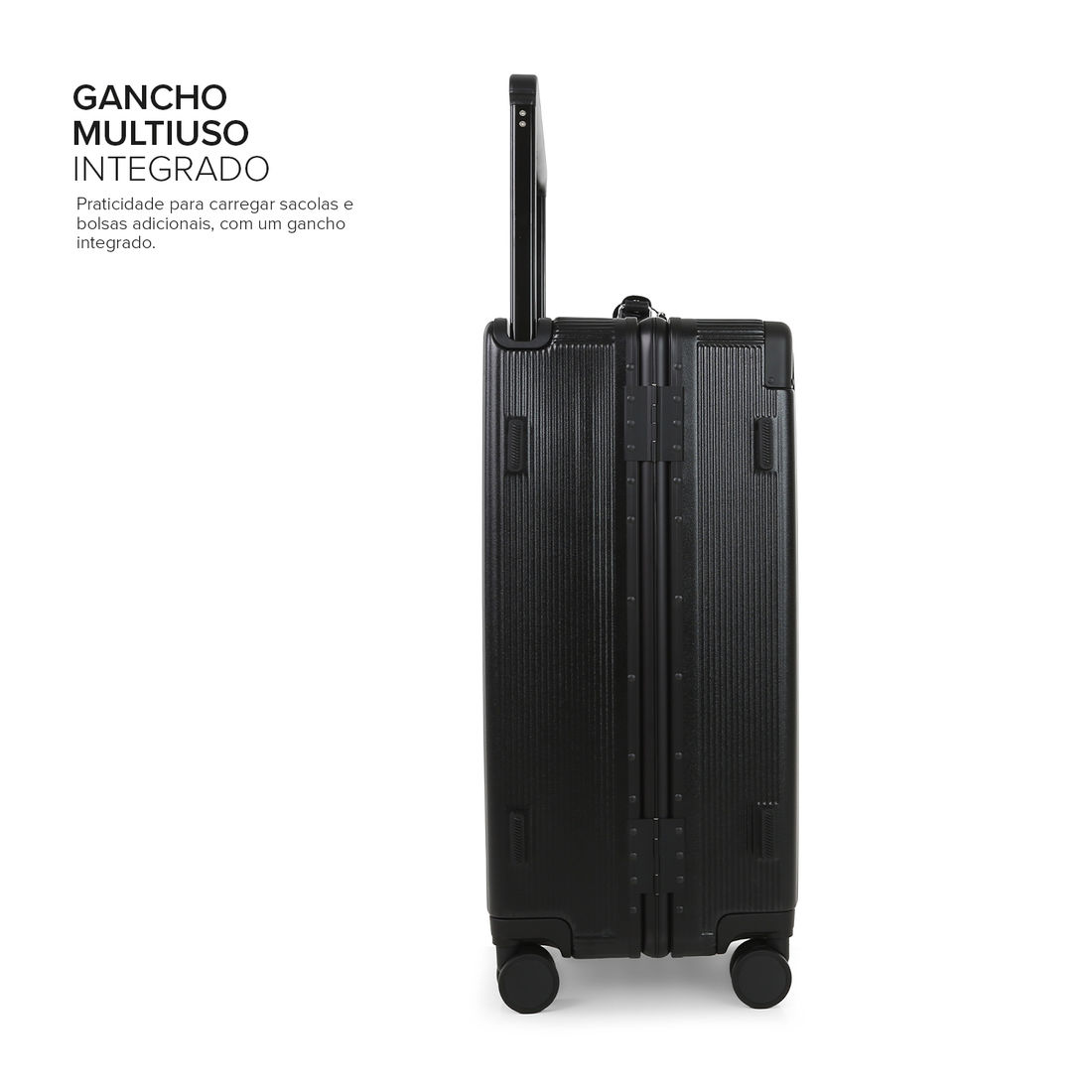 Kit de Malas de Viagem 10kg e Media 23kg em Policarbonato Tóquio Maloa Preto Kit de Malas de Viagem 10kg e Media 23kg em Policarbonato Tóquio Maloa Preto