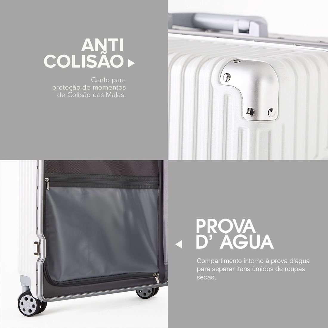 Kit de Viagem com 3 Peças Policarbonato ABS Noruega Maloa Branco