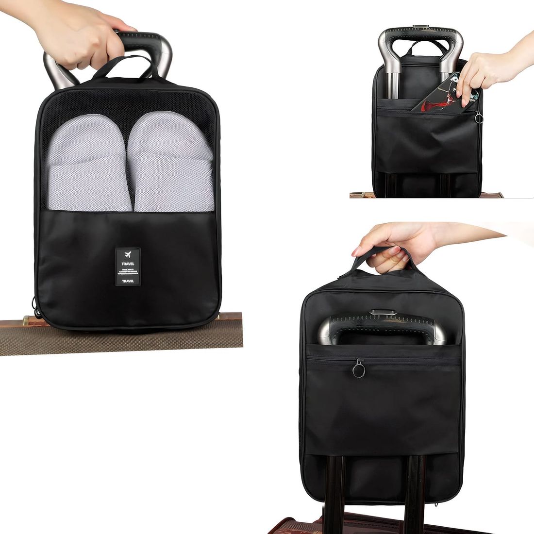 Kit de Mala Pequena de Bordo Suécia Preta e Branca, Organizador Porta Sapato Preto e Turquesa Kit de Mala Pequena de Bordo Suécia Preta e Branca, Organizador Porta Sapato Preto e Turquesa