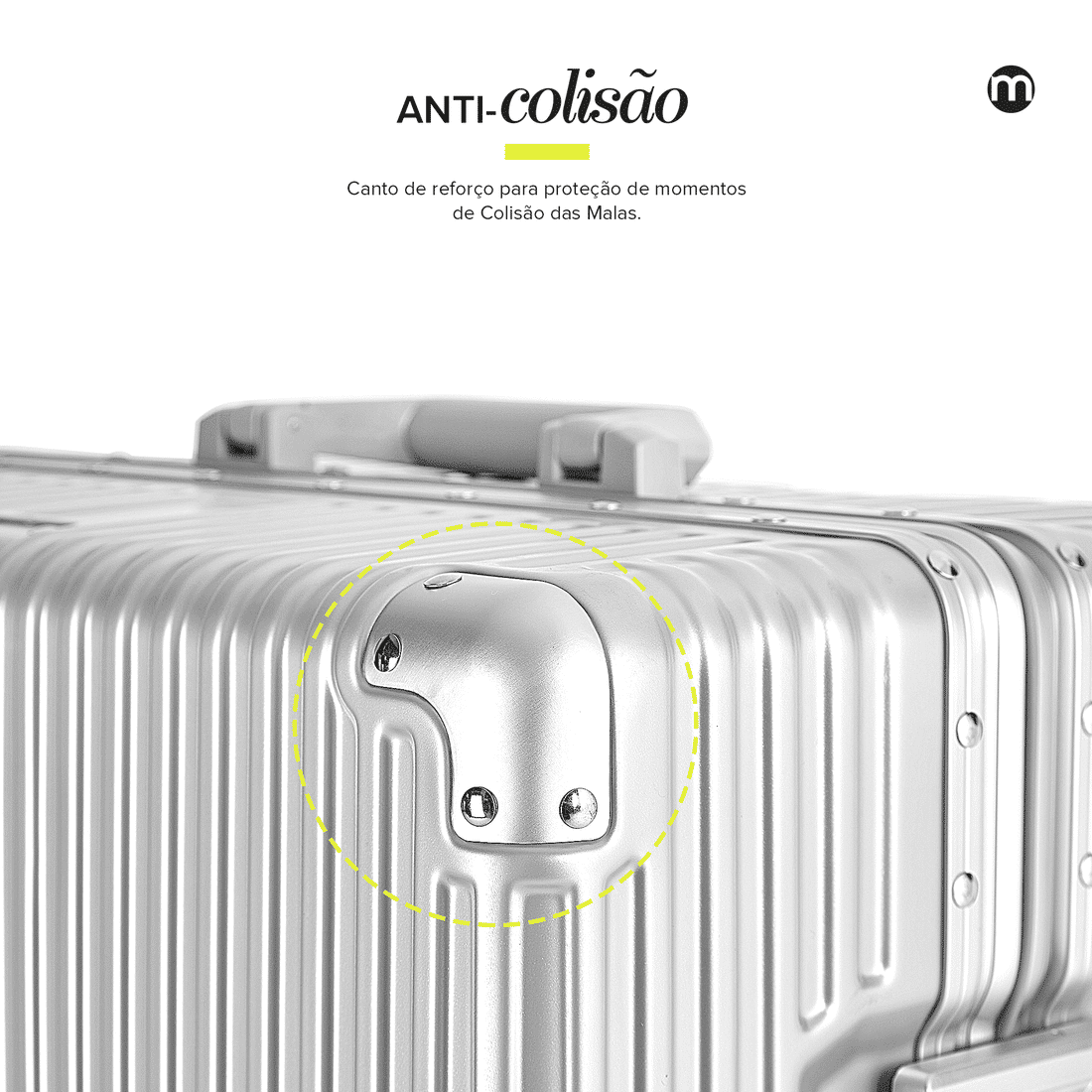 Mala de Viagem Média 23kg Policarbonato ABS Noruega Maloa Prata