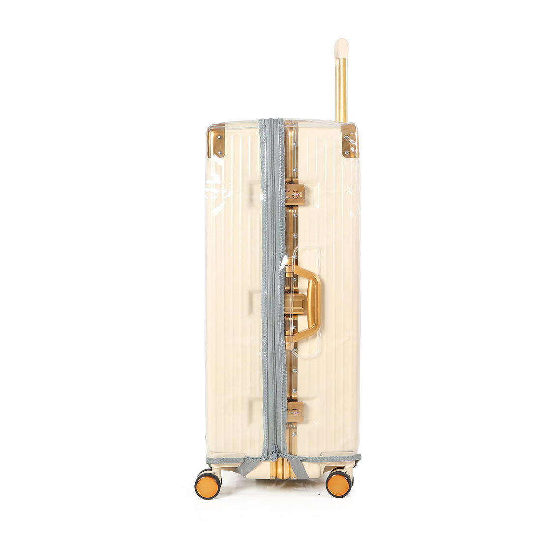 Compre Mala de Viagem Toronto Bege Grande 32kg em ABS Policarbonato e Ganhe Frasqueira e Capa Transparente Compre Mala de Viagem Toronto Bege Grande 32kg em ABS Policarbonato e Ganhe Frasqueira e Capa Transparente