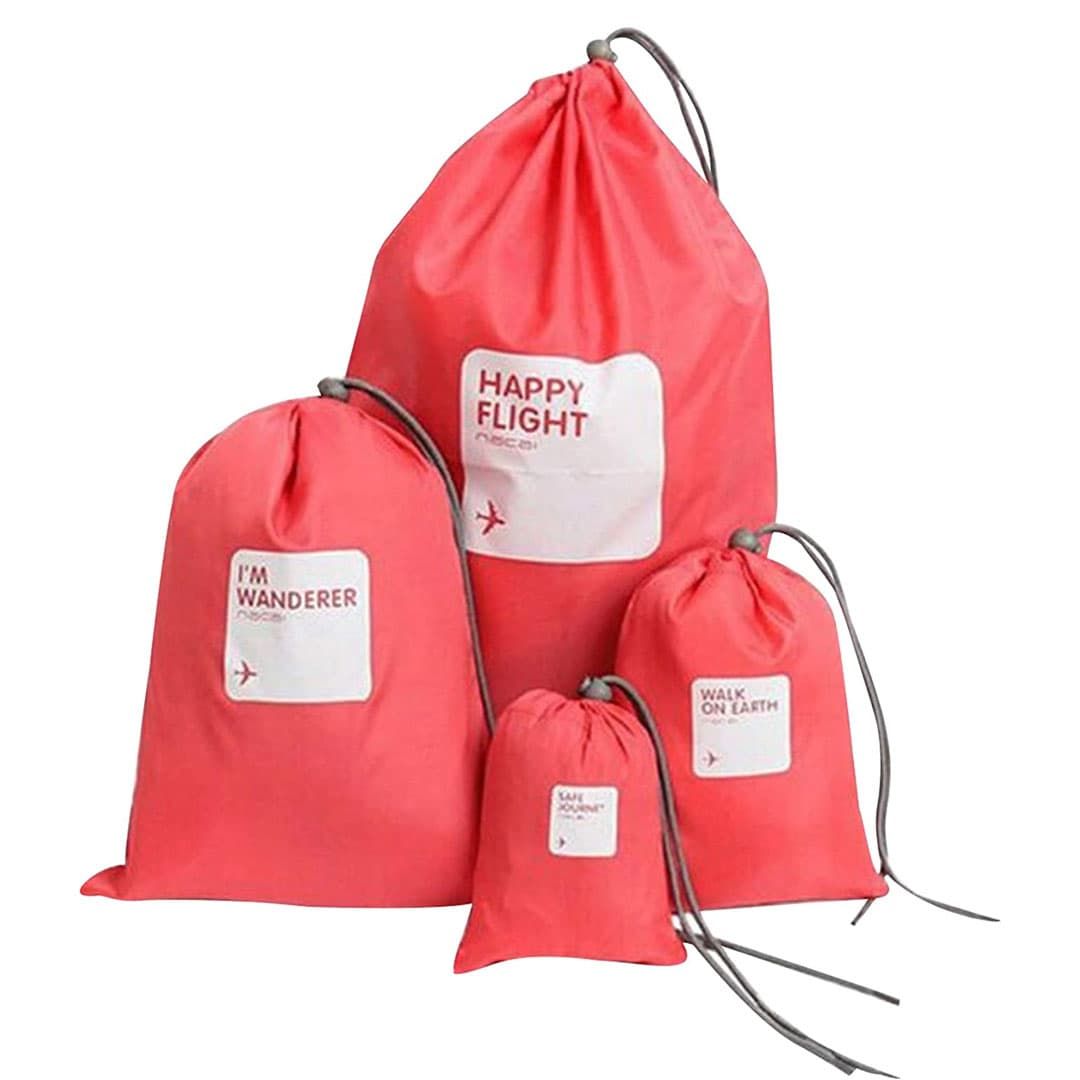 Kit Sacos Organizadores 4 Pecas Color Vermelho Melancia Kit Sacos Organizadores 4 Pecas Color Vermelho Melancia