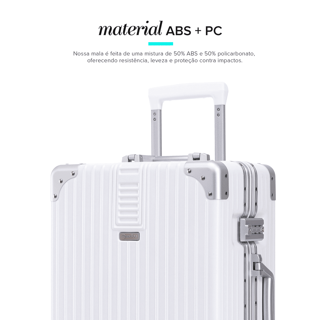 Mala de Viagem Grande 32 kg ABS Policarbonato Toronto Maloa Branco