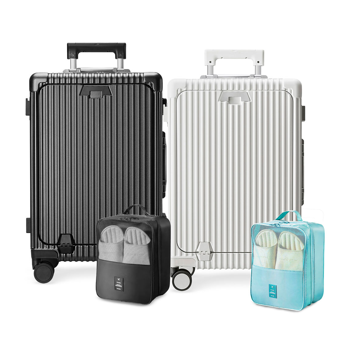 Kit de Mala Pequena de Bordo Suécia Preta e Branca, Organizador Porta Sapato Preto e Turquesa Kit de Mala Pequena de Bordo Suécia Preta e Branca, Organizador Porta Sapato Preto e Turquesa