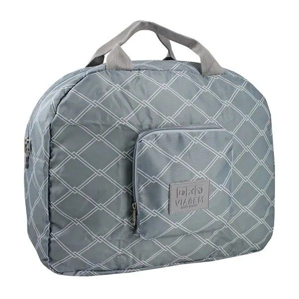 Bolsa De Viagem Dobrável Cinza Redonda Listras Bolsa De Viagem Dobrável Cinza Redonda Listras