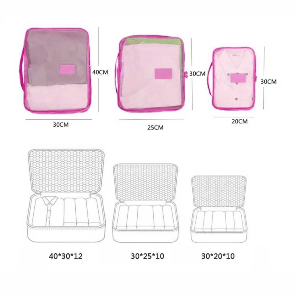 Kit Organizador De Mala 6 Peças Pink Kit Organizador De Mala 6 Peças Pink