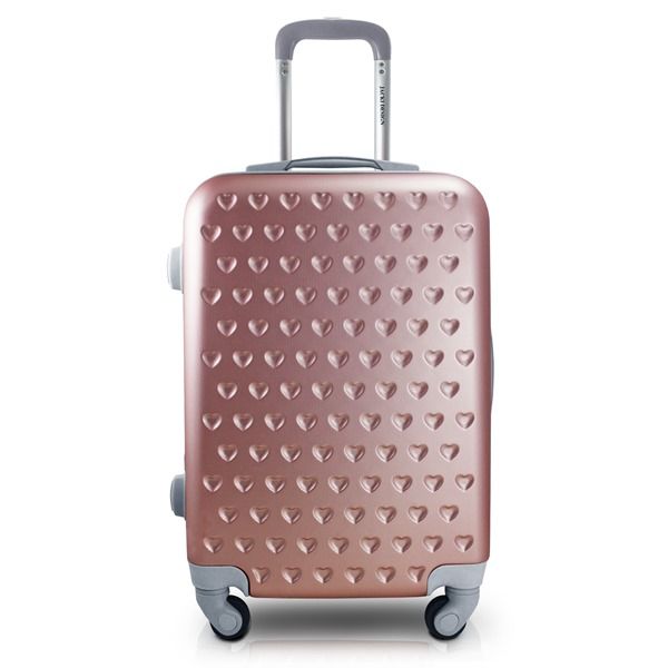 Mala de Viagem Pequena de Bordo 10kg Love Rosê com Cinza Mala de Viagem Pequena de Bordo 10kg Love Rosê com Cinza