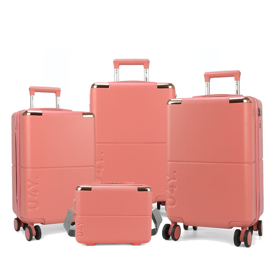 Kit de Malas de Viagem 3 Peças com Expansor e Frasqueira Katerini Rosa Kit de Malas de Viagem 3 Peças com Expansor e Frasqueira Katerini Rosa