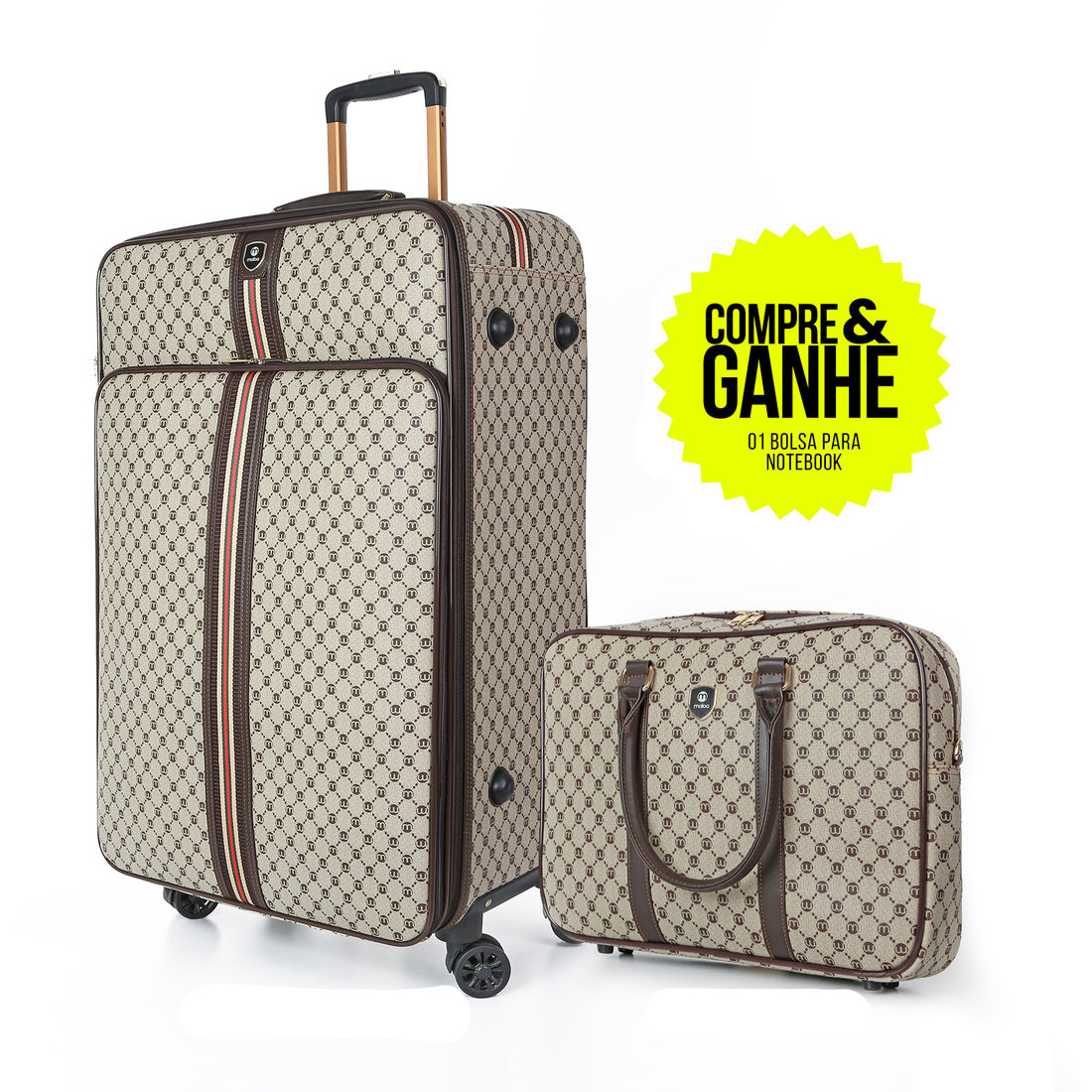 Mala de Viagem Grande 32kg PVC Amsterdam Classic Maloa Marrom Mala de Viagem Grande 32kg PVC Amsterdam Classic Maloa Marrom