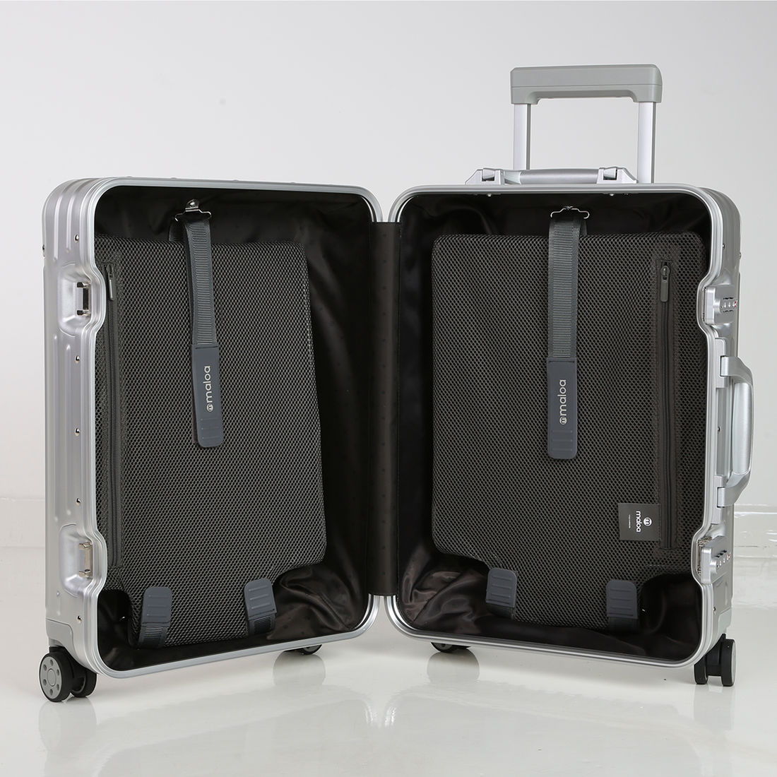 Mala de Viagem Pequena de Bordo 10 kg em Aluminio Dubai Maloa Prata