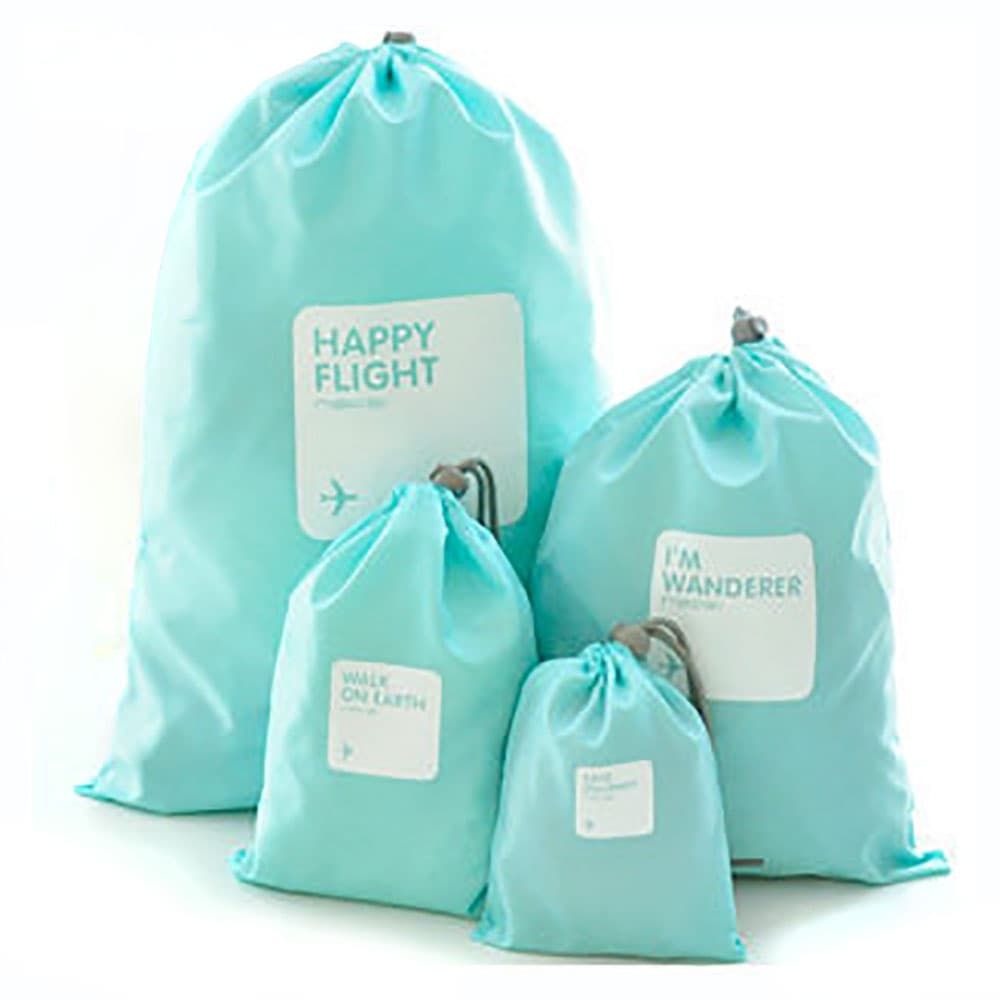 Kit Sacos Organizadores 4 Pecas Color Azul Turqueza