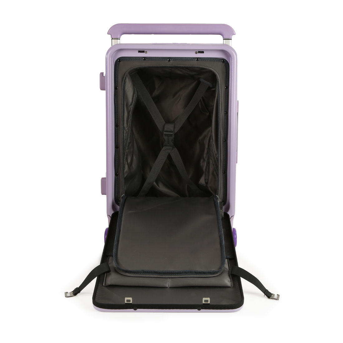 Kit Mala de Viagem Pequena 10kg Chicago Lilás e Kit Multifuncional Puffer com Porta Notebook, Porta Passaporte e Necessaire