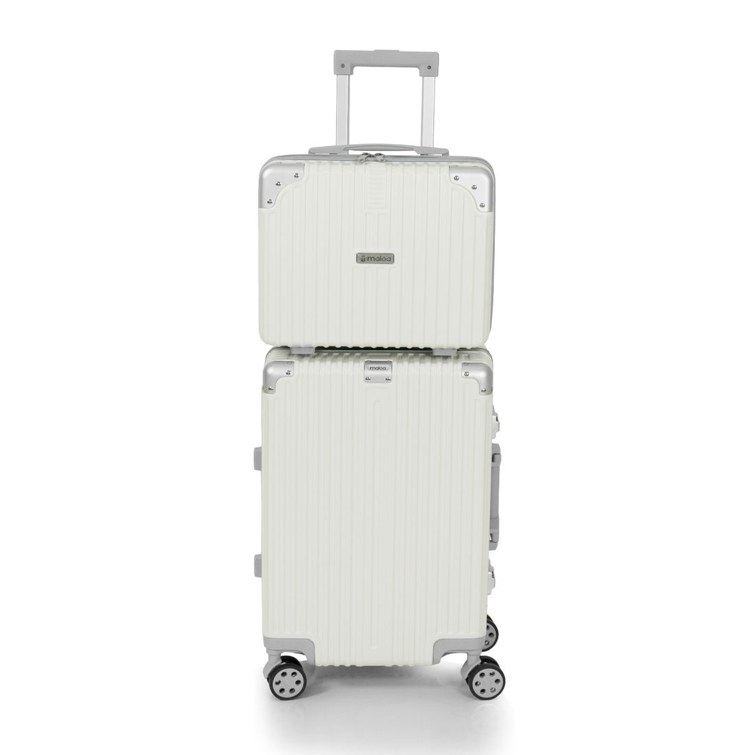 Conjunto Mala de Viagem Pequena de Bordo 10kg Policarbonato ABS Noruega Maloa Branco