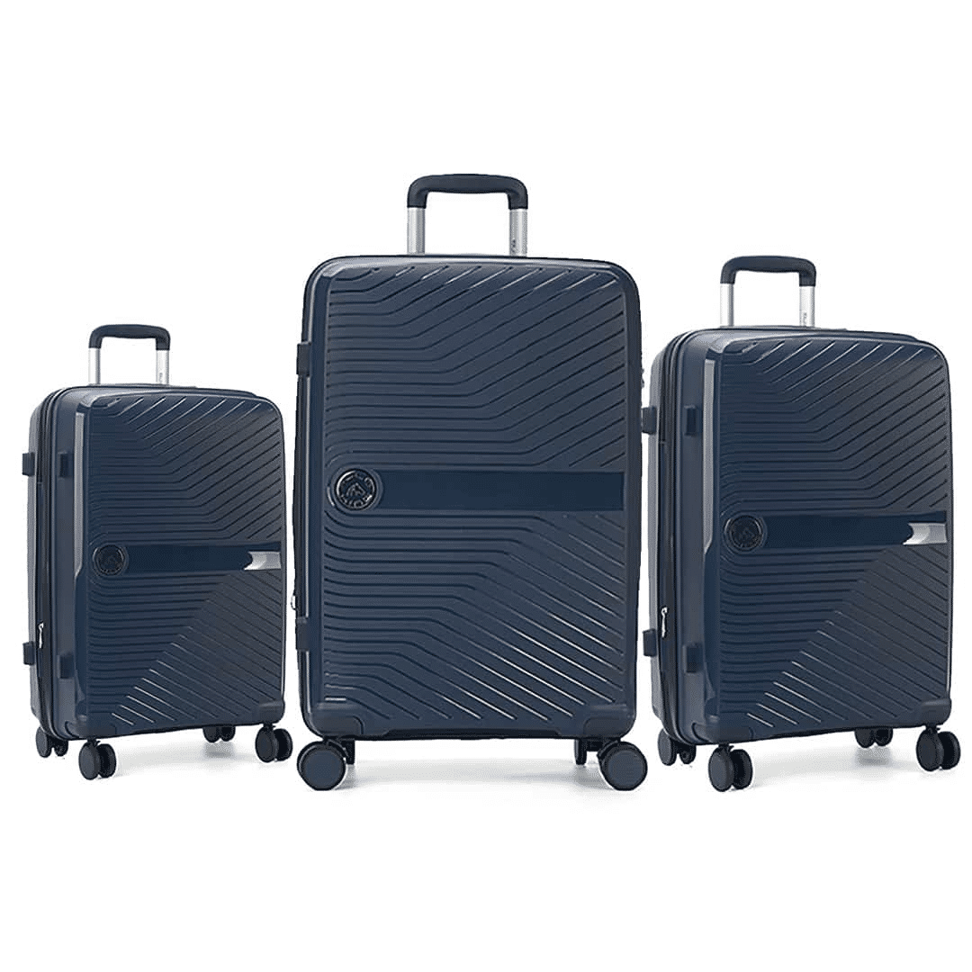 Kit Mala de Viagem 3 Peças em Polipropeleno Granada Marinho com Expansor Kit Mala de Viagem 3 Peças em Polipropeleno Granada Marinho com Expansor