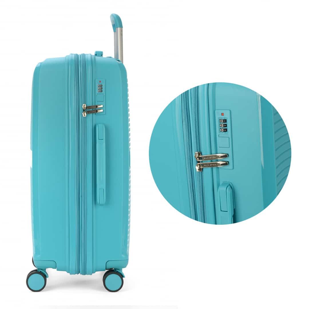 Mala De Viagem Grande 32kg em Polipropeleno Granada Verde Acqua com Expansor Mala De Viagem Grande 32kg em Polipropeleno Granada Verde Acqua com Expansor