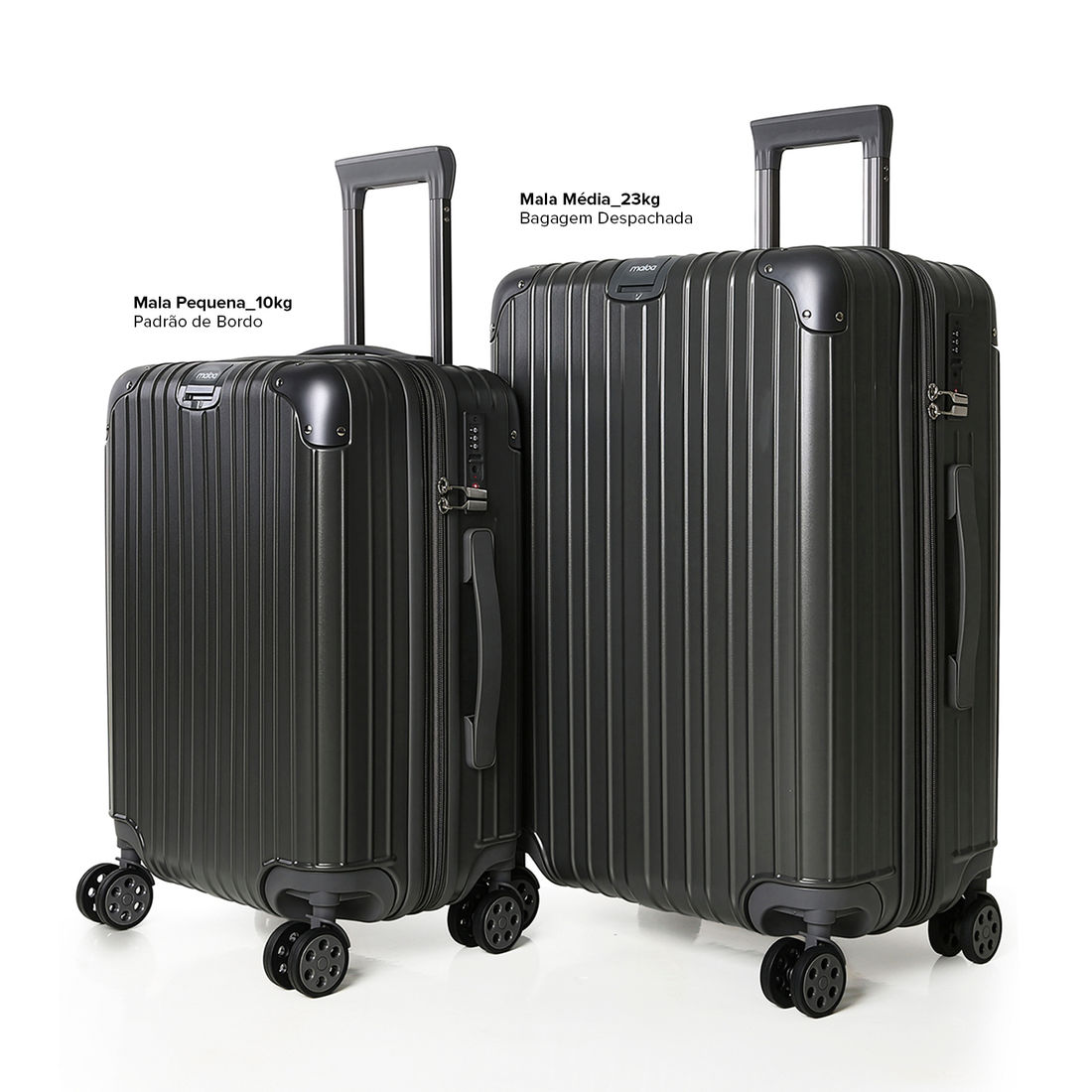 Mala de Viagem Pequena de Bordo 10kg ABS Policarbonato com Expansor Brasil Maloa Chumbo