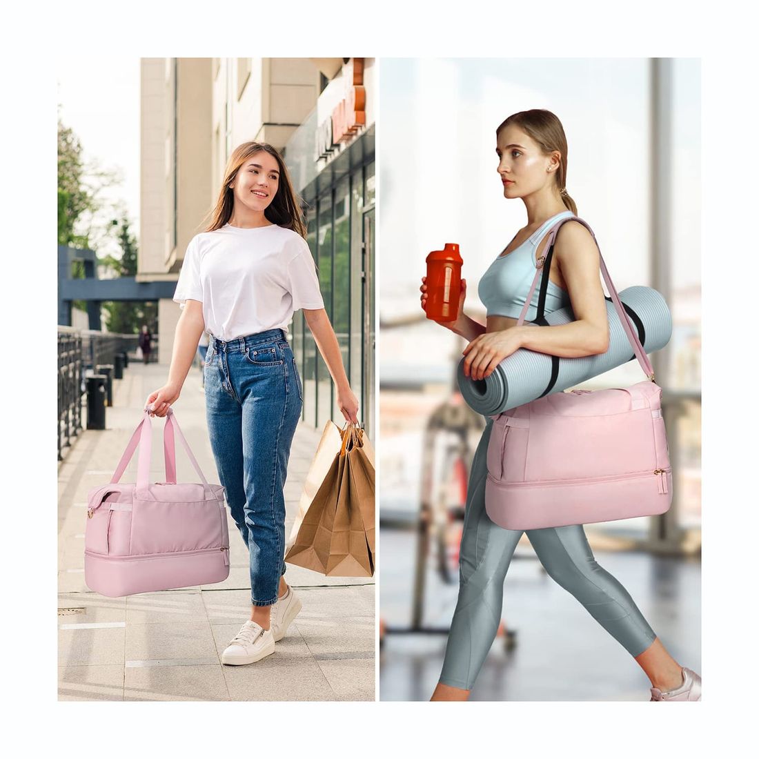 Kit Completo Brasil Branco, Kit Frasco 7 Pecas, Bolsa Journey e Kit Organizador Laundry Rosa