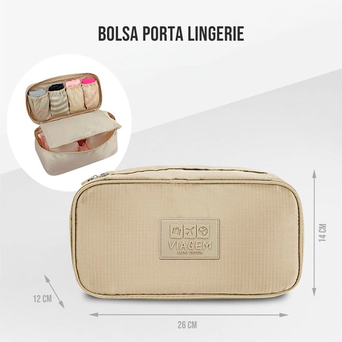 Bolsa Porta Lingerie Bege