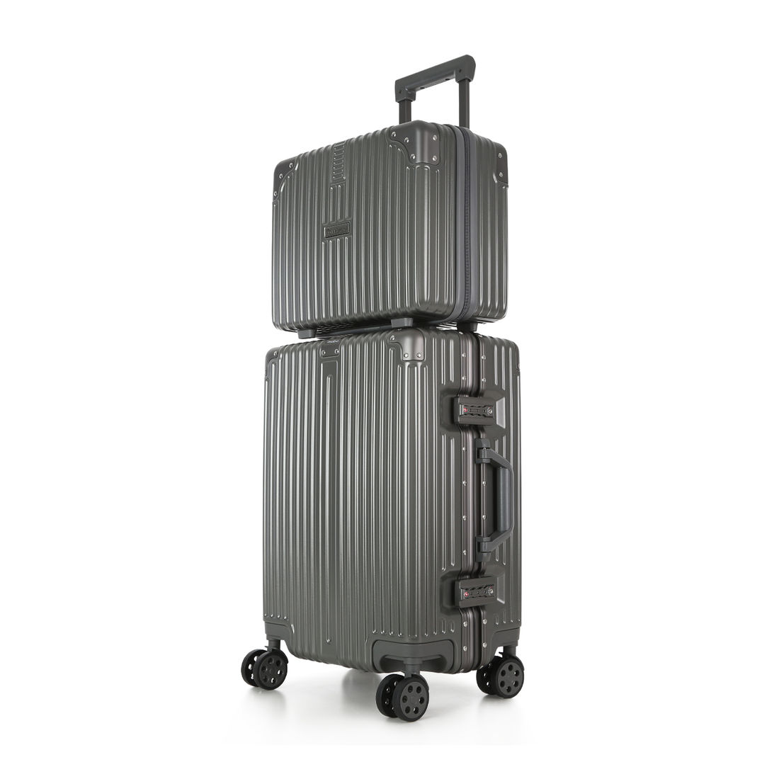 Conjunto Mala de Viagem Pequena de Bordo 10kg Policarbonato ABS Noruega Maloa Chumbo Conjunto Mala de Viagem Pequena de Bordo 10kg Policarbonato ABS Noruega Maloa Chumbo