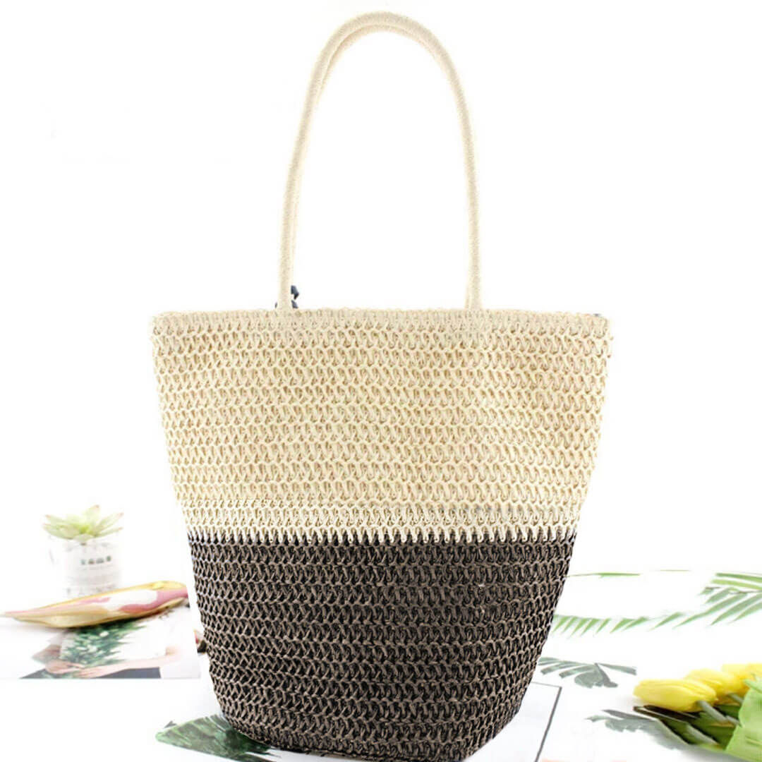 Bolsa de Palha Bicolor Café