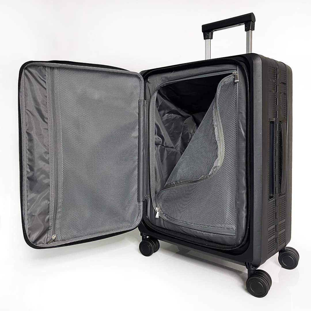 Mala de Viagem Pequena de Bordo 10Kg em Polipropileno 8 Rodas Dobravel Slim Cor:Preto Mala de Viagem Pequena de Bordo 10Kg em Polipropileno 8 Rodas Dobravel Slim Cor:Preto
