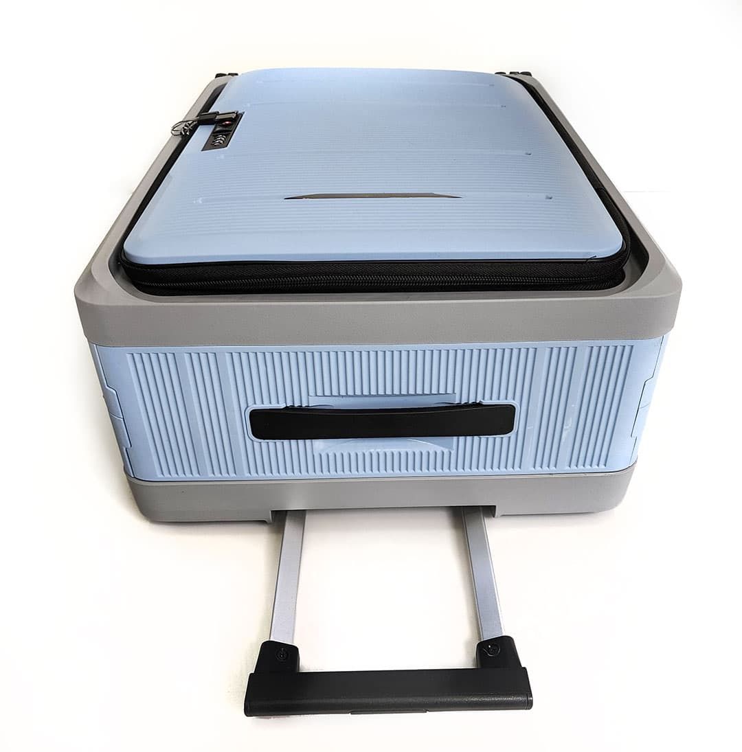 Mala de Viagem Pequena de Bordo 10Kg em Polipropileno 8 Rodas Dobravel Slim Cor:Azul com Cinza