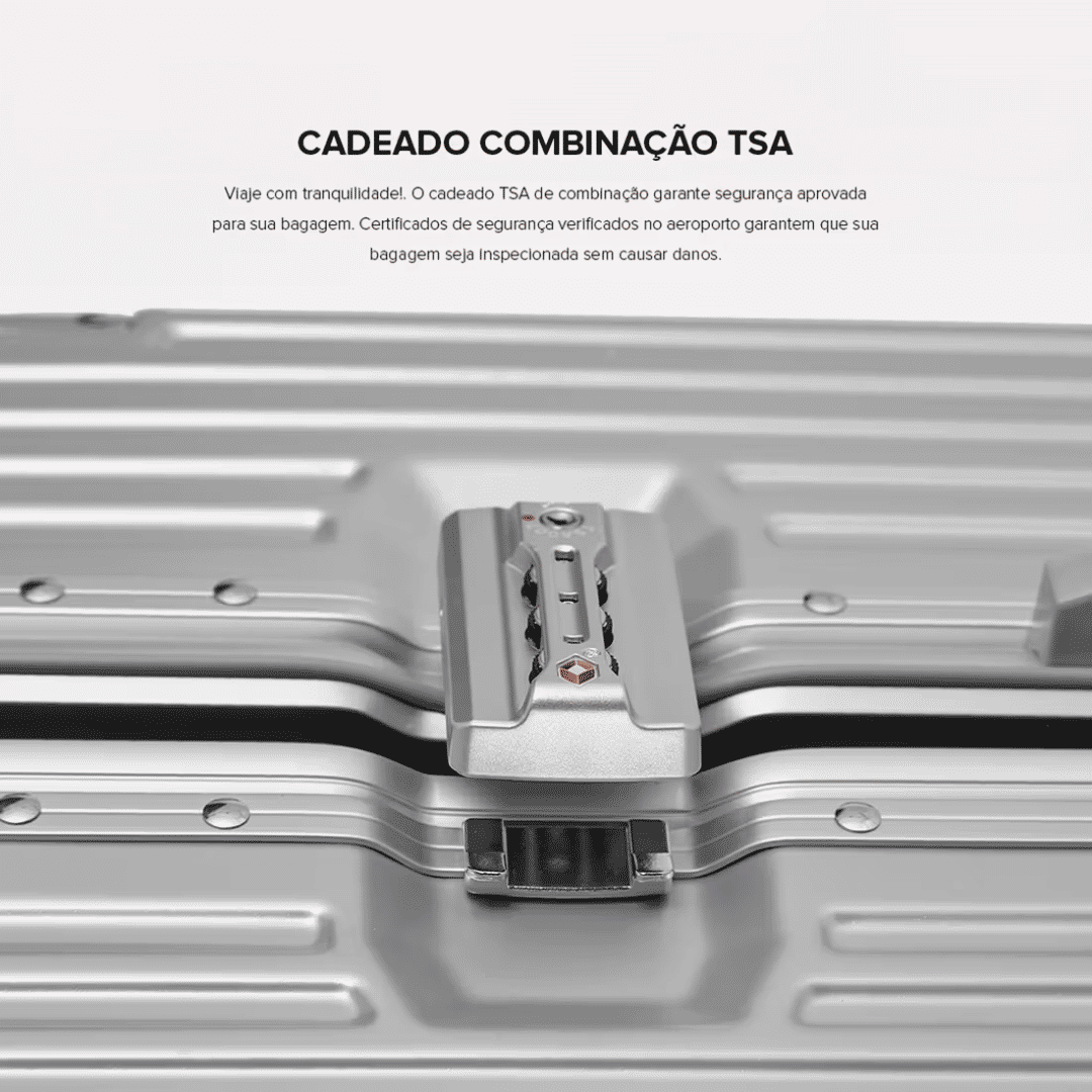 Mala de Viagem Grande 32kg Policarbonato ABS Noruega Maloa Prata Mala de Viagem Grande 32kg Policarbonato ABS Noruega Maloa Prata