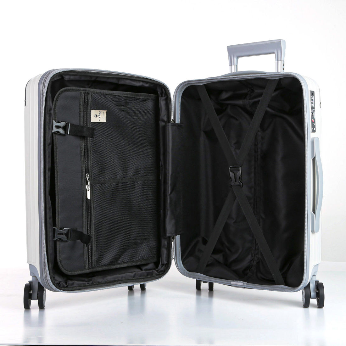 Kit Mala de Bordo 10kg e 23kg  Brasil Maloa Branco PC e ABS com 2 Kits Organizadores Travel To Live Cinza