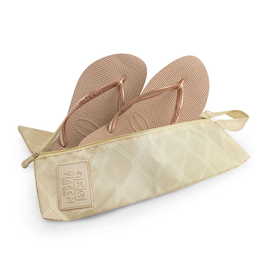 Bolsa Porta Sapato Listras Bege