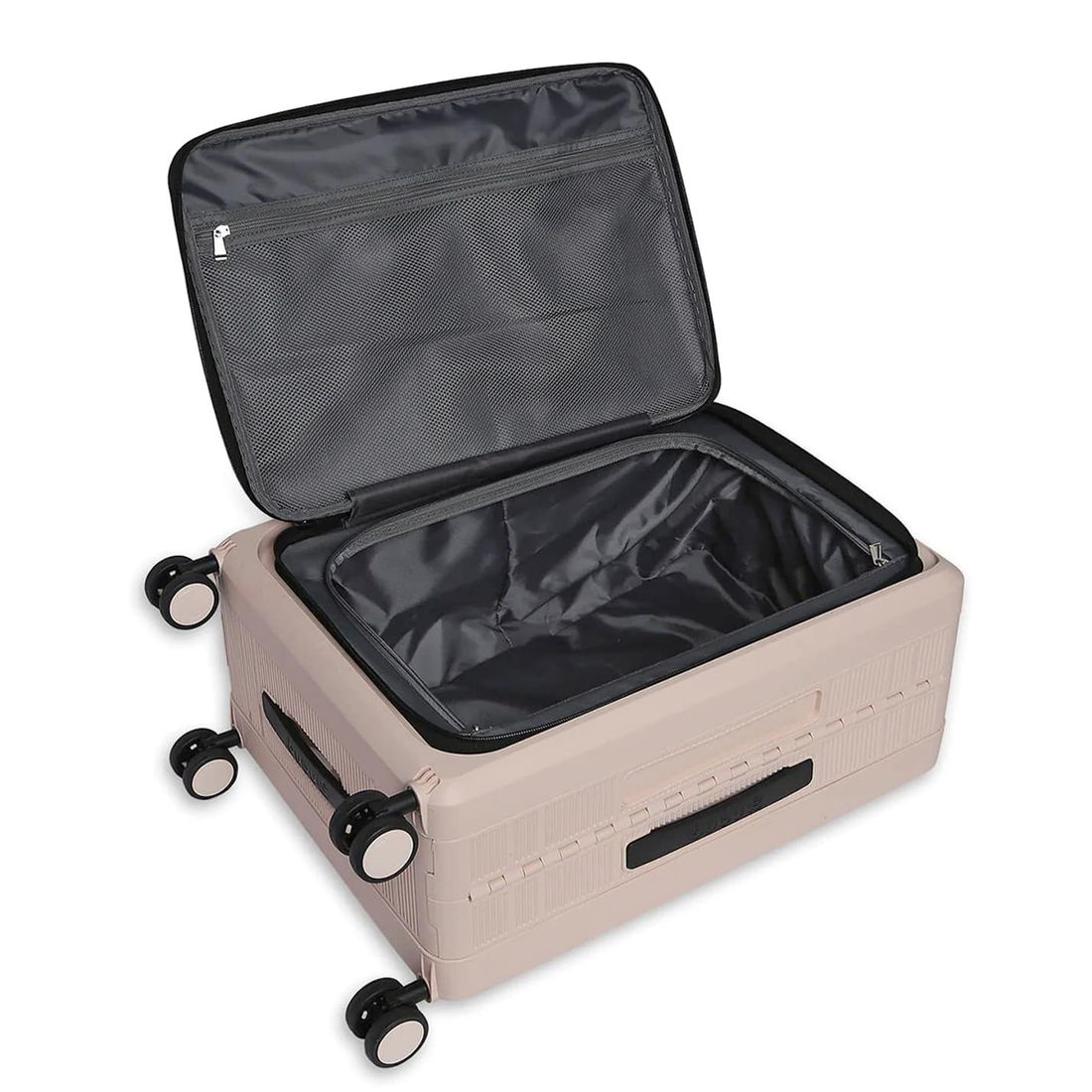 Mala de Viagem Pequena de Bordo 10Kg em Polipropileno 8 Rodas Dobravel Slim Cor:Nude