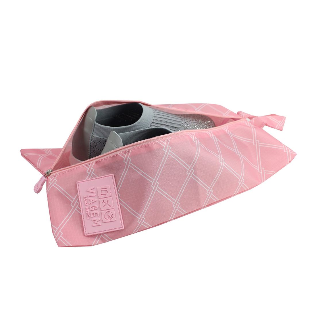 Bolsa Porta Sapato Listras Rosa