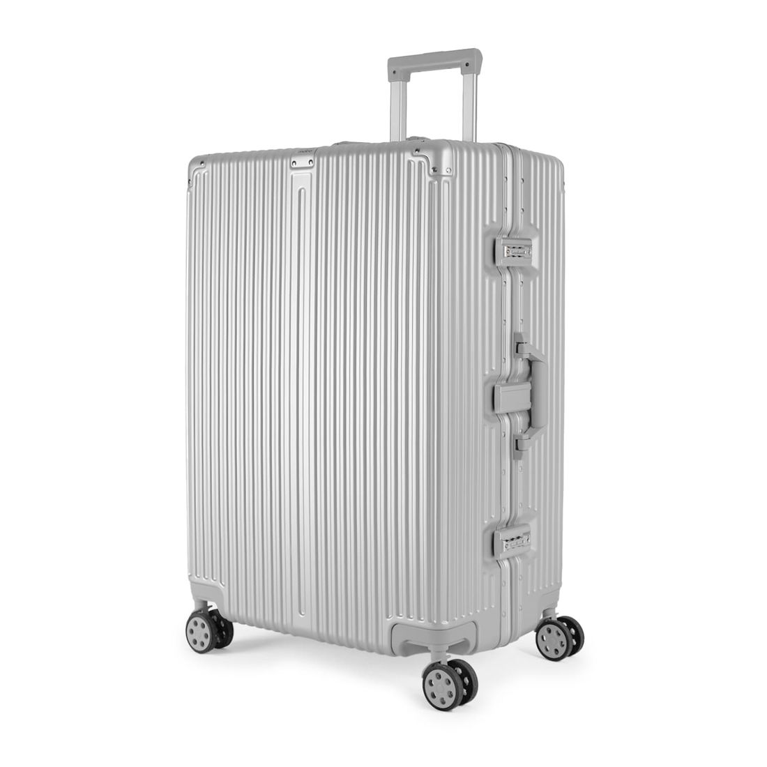 Mala de Viagem Grande 32kg Policarbonato ABS Noruega Maloa Prata Mala de Viagem Grande 32kg Policarbonato ABS Noruega Maloa Prata