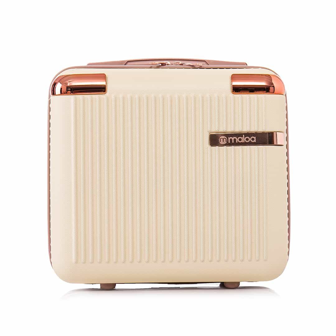 Kit de Mala Pequena de Bordo 10 kg Croácia  Bege, Porta Sapato Rosa, Kit Frasco 7 Peças Rosa e Tag Good Travel Rosa