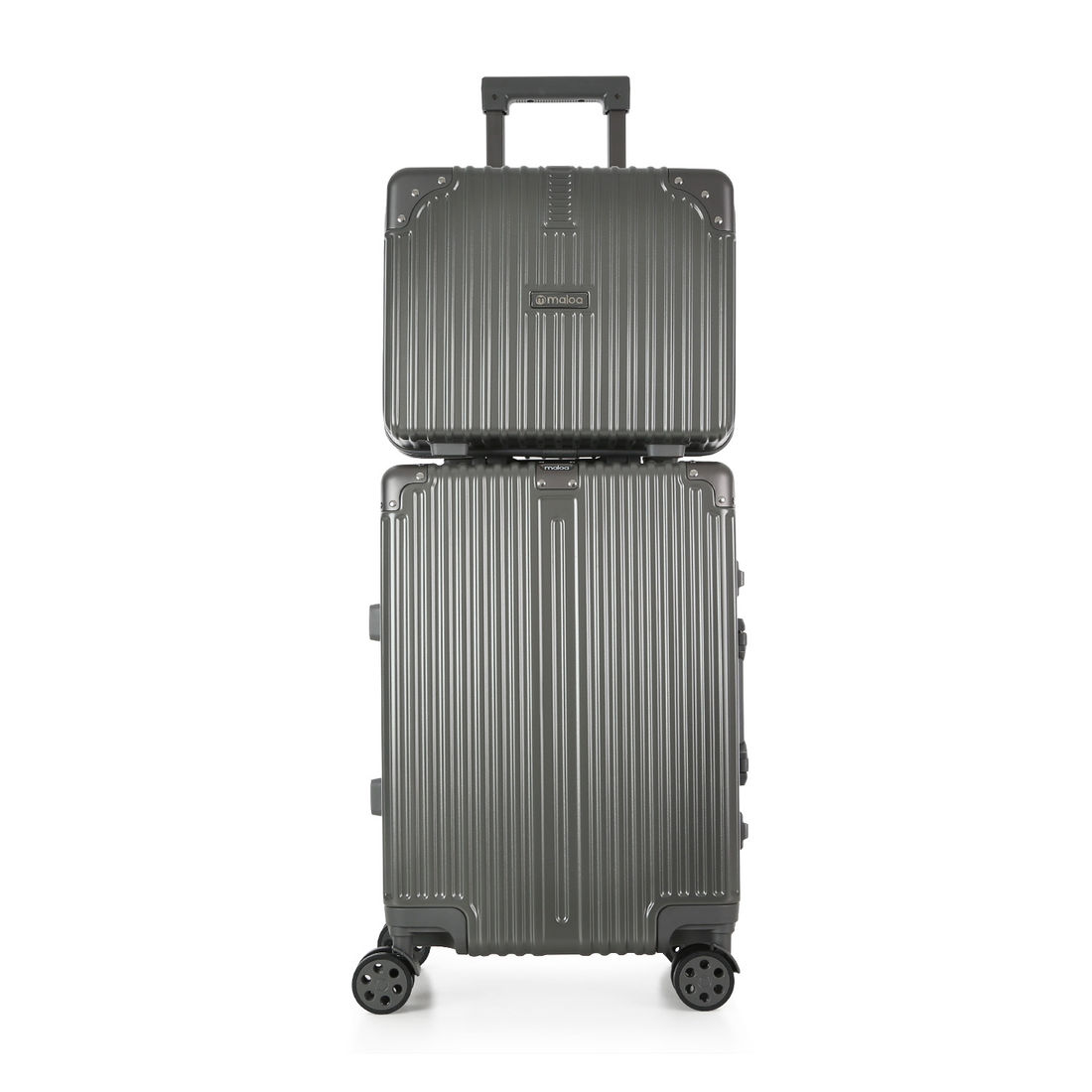 Conjunto Mala de Viagem Pequena de Bordo 10kg Policarbonato ABS Noruega Maloa Chumbo Conjunto Mala de Viagem Pequena de Bordo 10kg Policarbonato ABS Noruega Maloa Chumbo