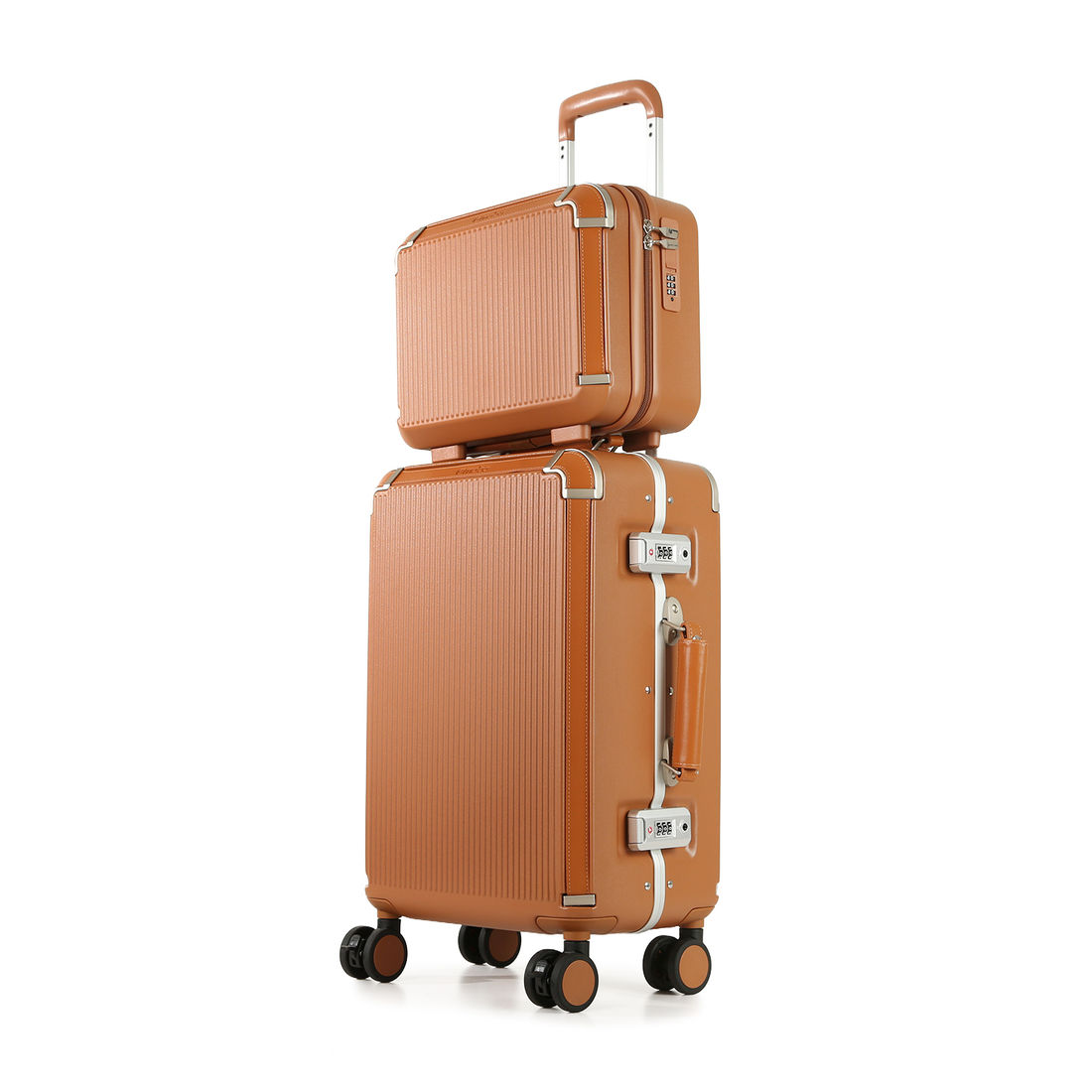 Conjunto de Mala Pequena de Bordo 10kg em Policarbonato Vienna Maloa Marrom