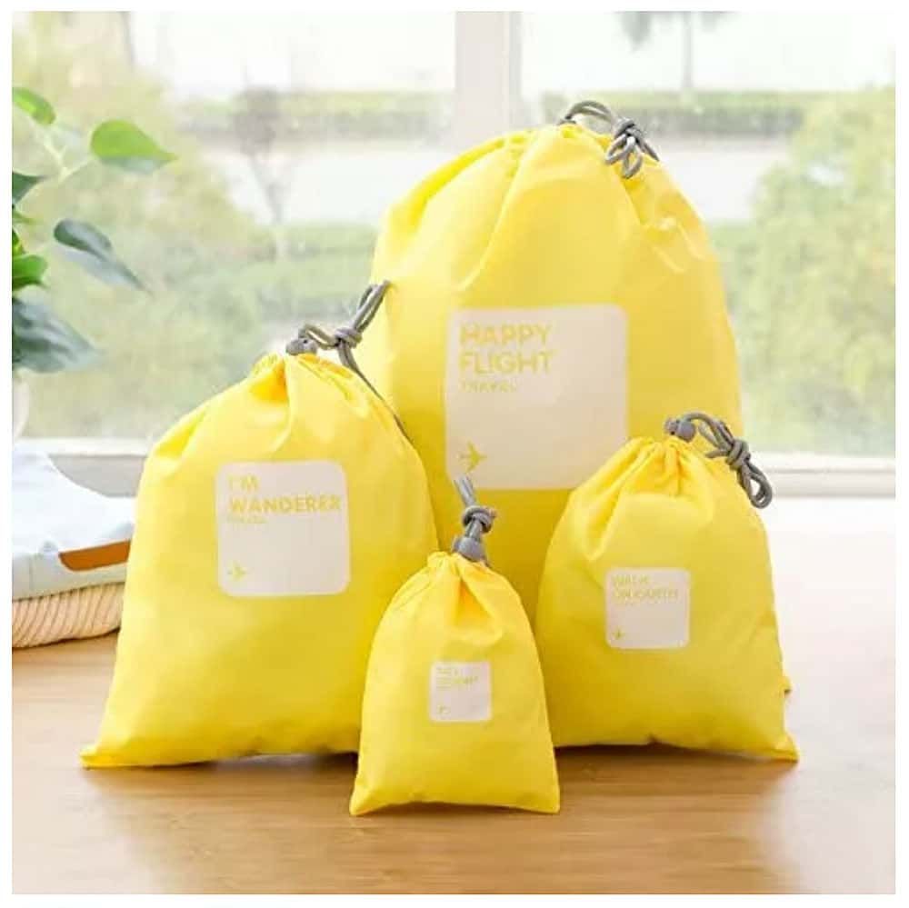 Kit Sacos Organizadores 4 Pecas Color Amarelo Kit Sacos Organizadores 4 Pecas Color Amarelo
