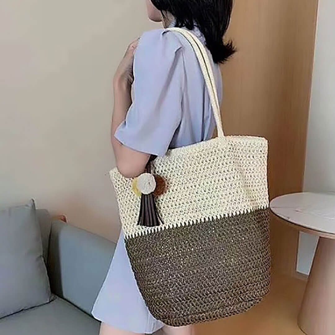 Bolsa de Palha Bicolor Café