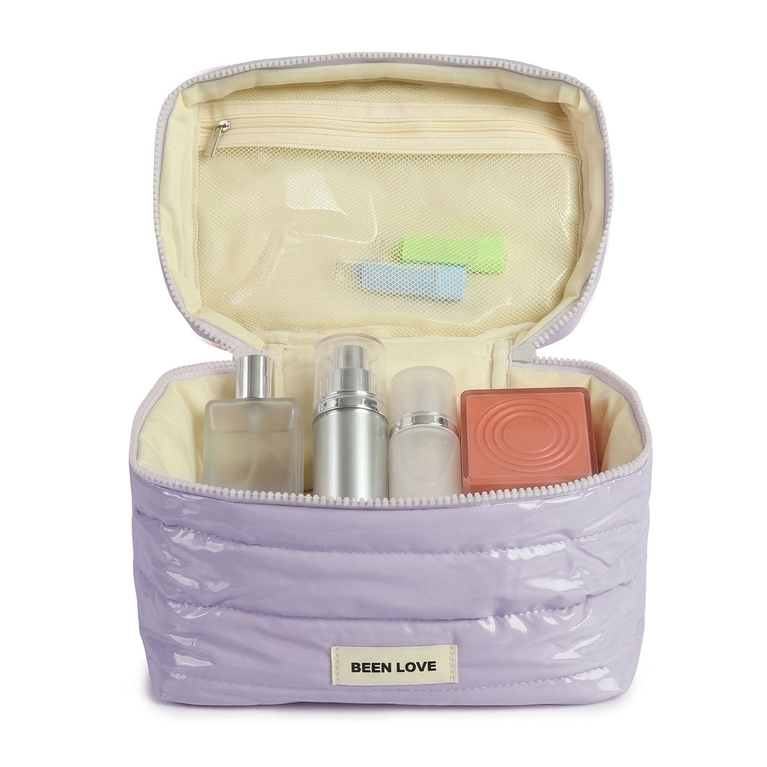 Kit Mala de Viagem Pequena 10kg Chicago Lilás e Kit Multifuncional Puffer com Porta Notebook, Porta Passaporte e Necessaire