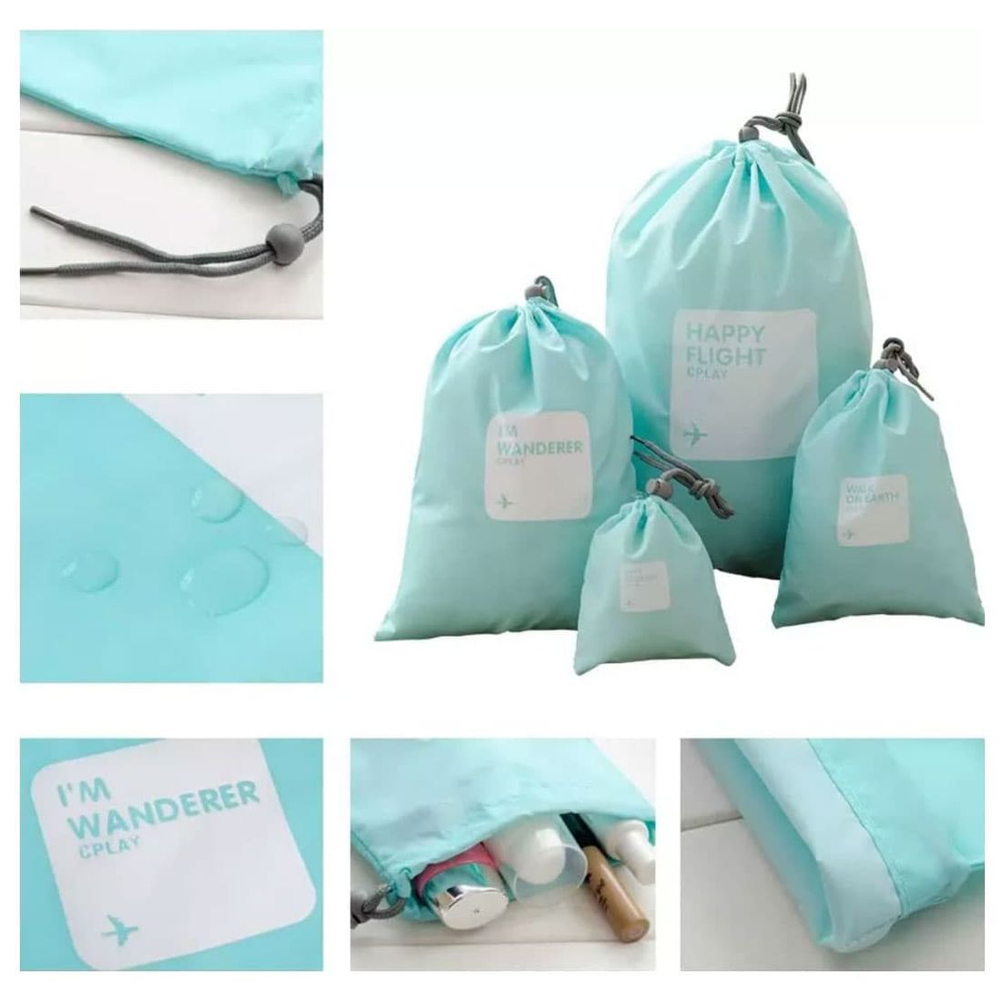 Kit Sacos Organizadores 4 Pecas Color Azul Turqueza