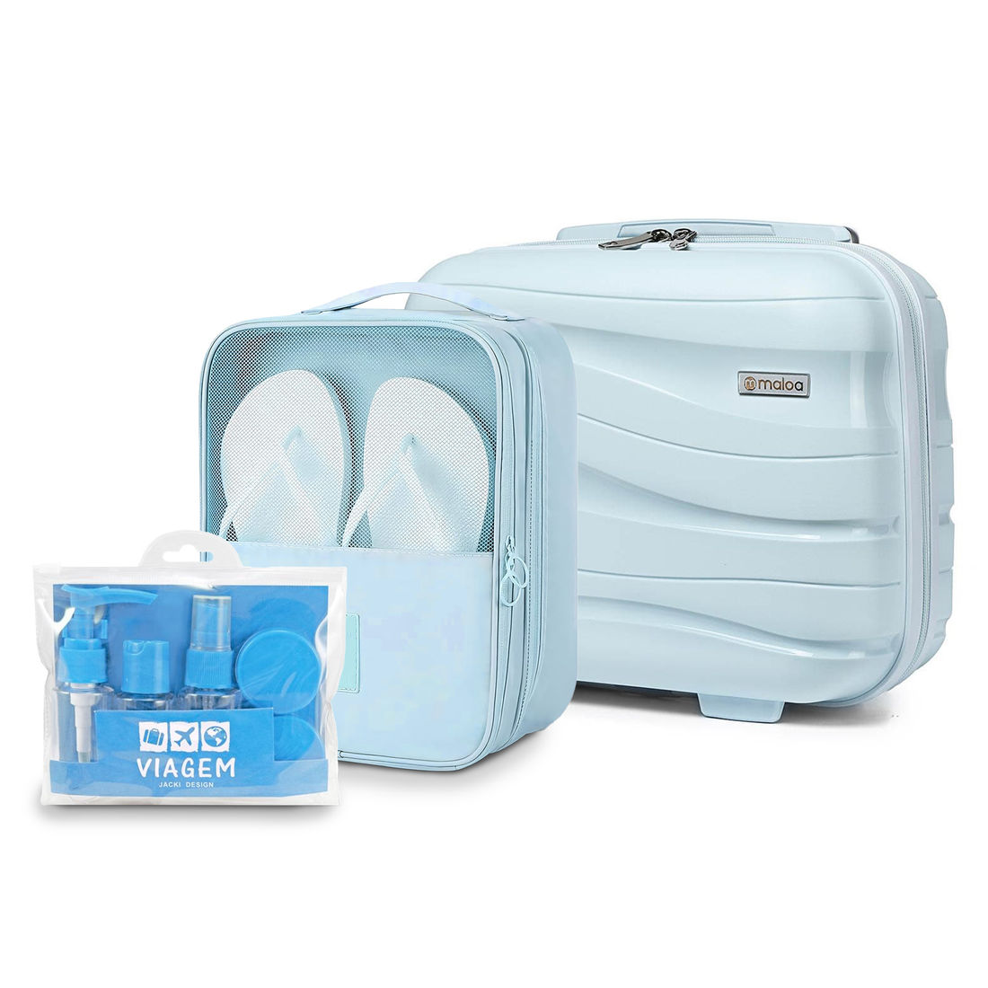 Kit Frasqueira Ibiza Azul, Kit Frasco 7 Peças e Organizador Porta Sapato Azul