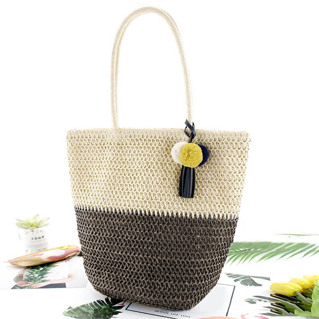 Bolsa de Palha Bicolor Café