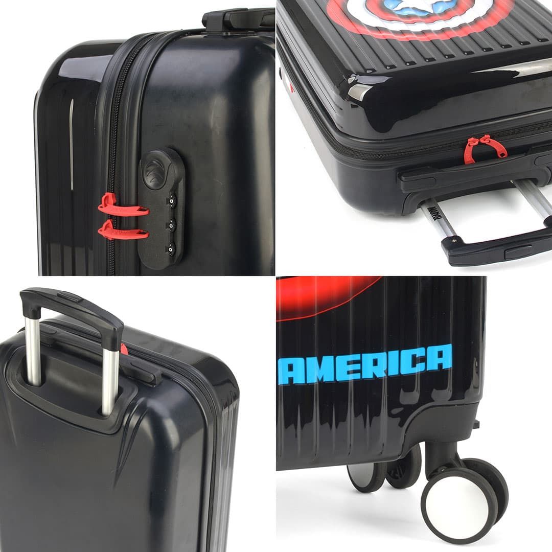 Mala de Viagem Pequena de Bordo 10kg Bordo Infantil Capitão America Preto Mala de Viagem Pequena de Bordo 10kg Bordo Infantil Capitão America Preto