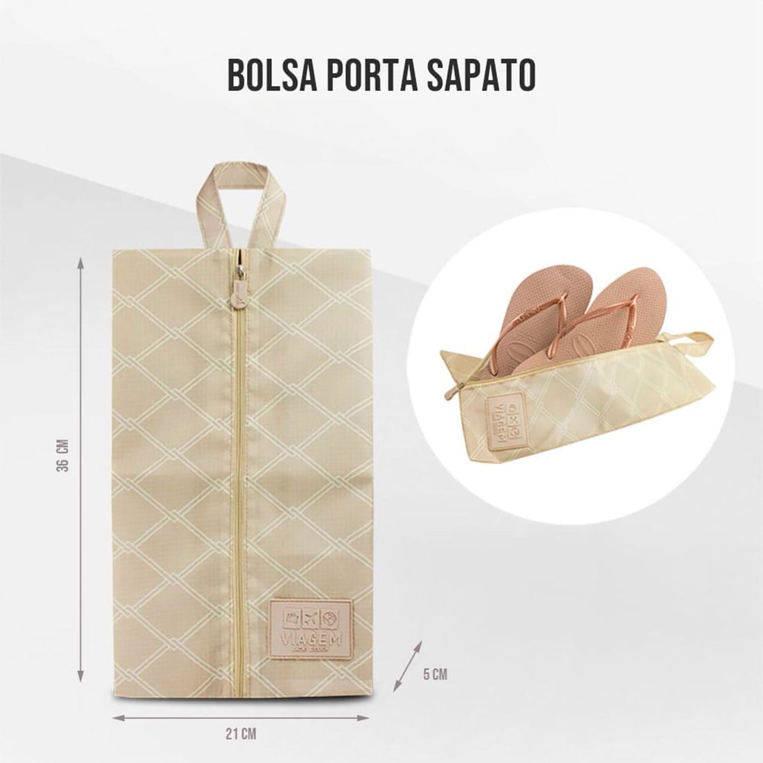Bolsa Porta Sapato Listras Bege