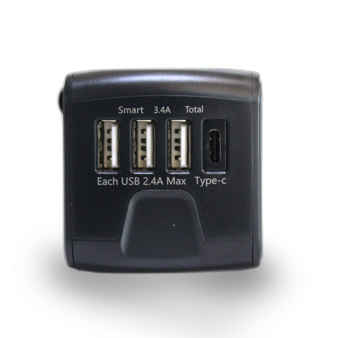 Adaptador de Tomada Universal com Entrada USB Preto Adaptador de Tomada Universal com Entrada USB Preto