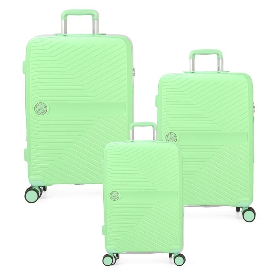Kit Mala de Viagem 3 Peças em Polipropeleno Granada Verde com Expansor Kit Mala de Viagem 3 Peças em Polipropeleno Granada Verde com Expansor